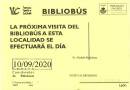 PROXIMA VISITA DEL BIBLIOBÚS 10-09-2020